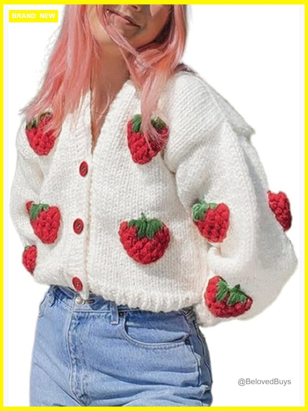 V Neck Cable Knit Crop Cardigan Cute Oversized Jumper Top
